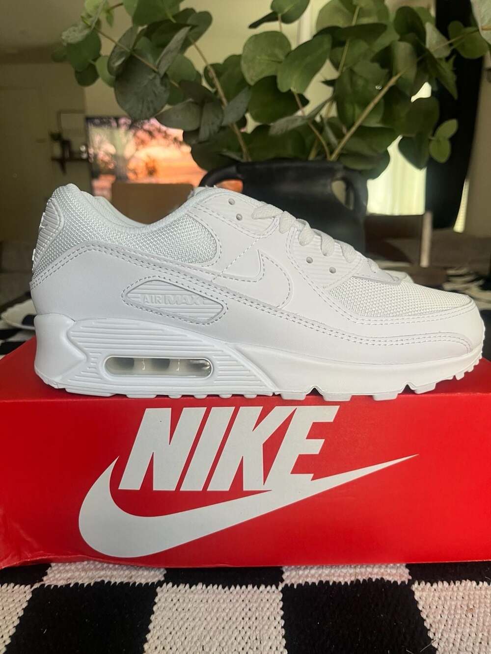 WOMENS NIKE AIR MAX 90 WHITE-WHITE-WOLF GREY women SZ 9.5/men 8 [CQ2560-100]